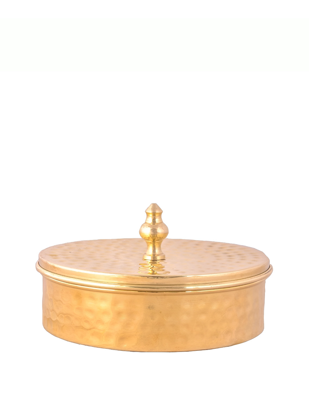Shivshakti Arts Yellow Brass Hammered Design Spice Box