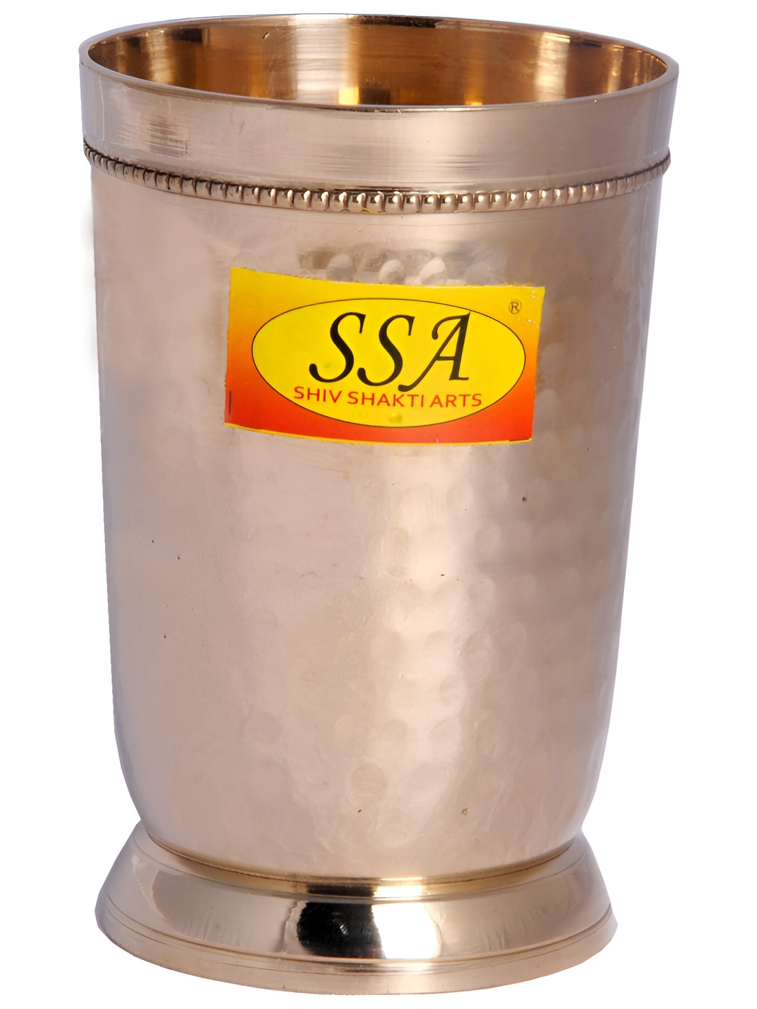 Shivshakti Arts Brass Hammered Design Glass-300ml