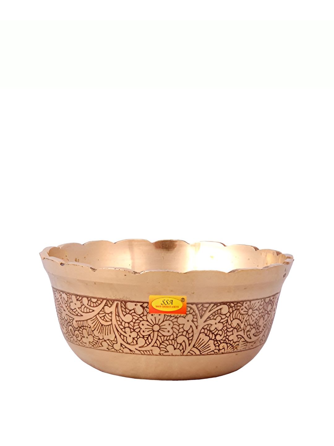 Shivshakti Arts Yellow Glossy Brass Embossed Design Bowl