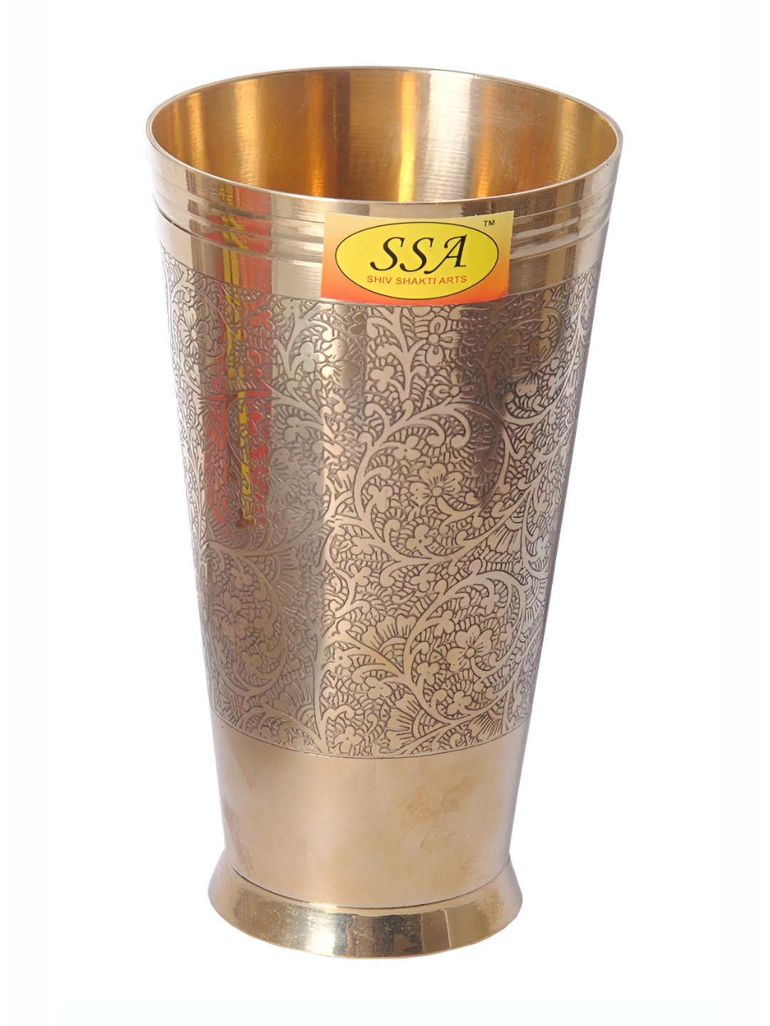 Shivshakti Arts Yellow Engraved Design Glass 700 Ml