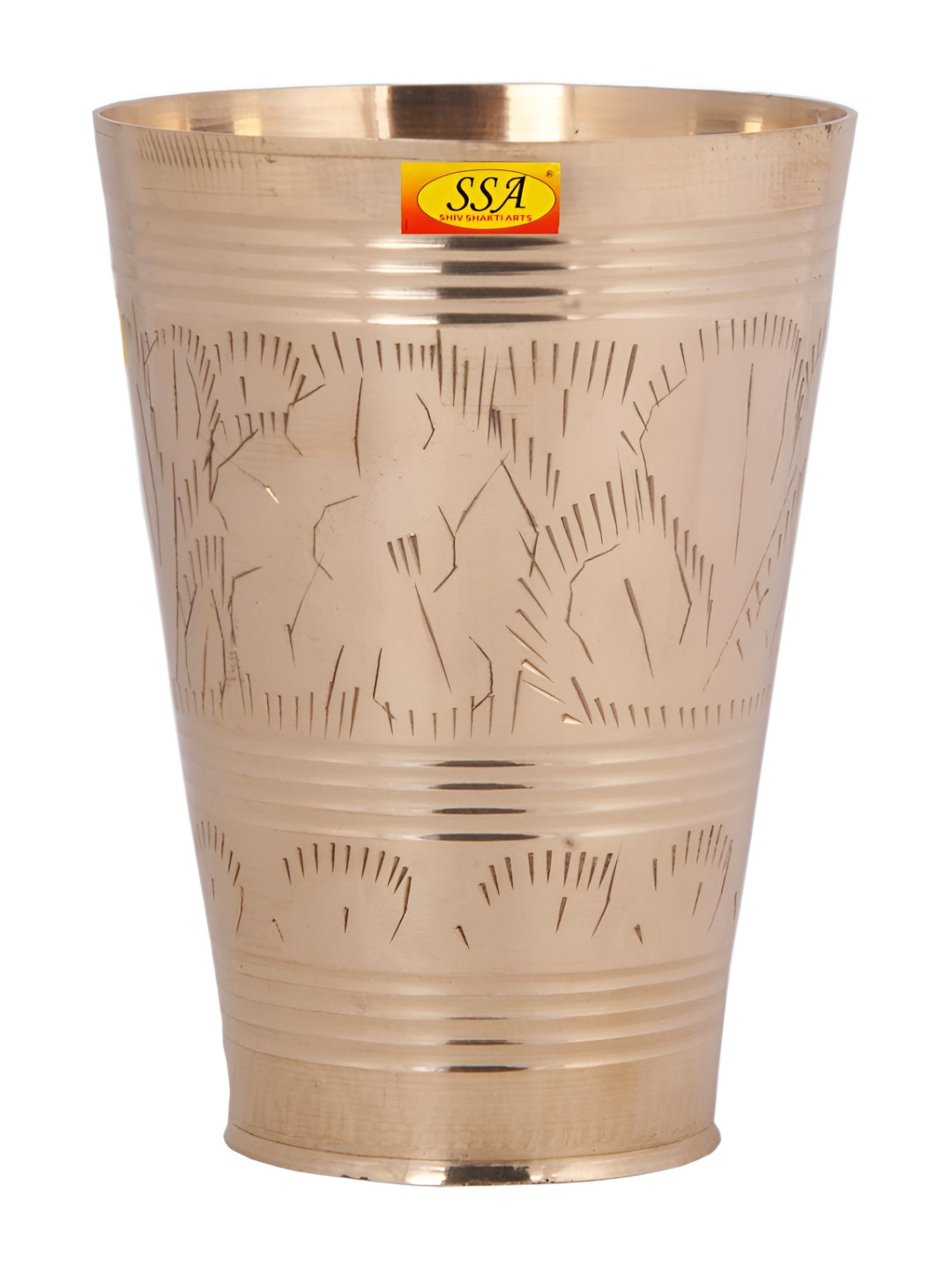 Shivshakti Arts Yellow Brass Japani Flower Design Glass 400 Ml