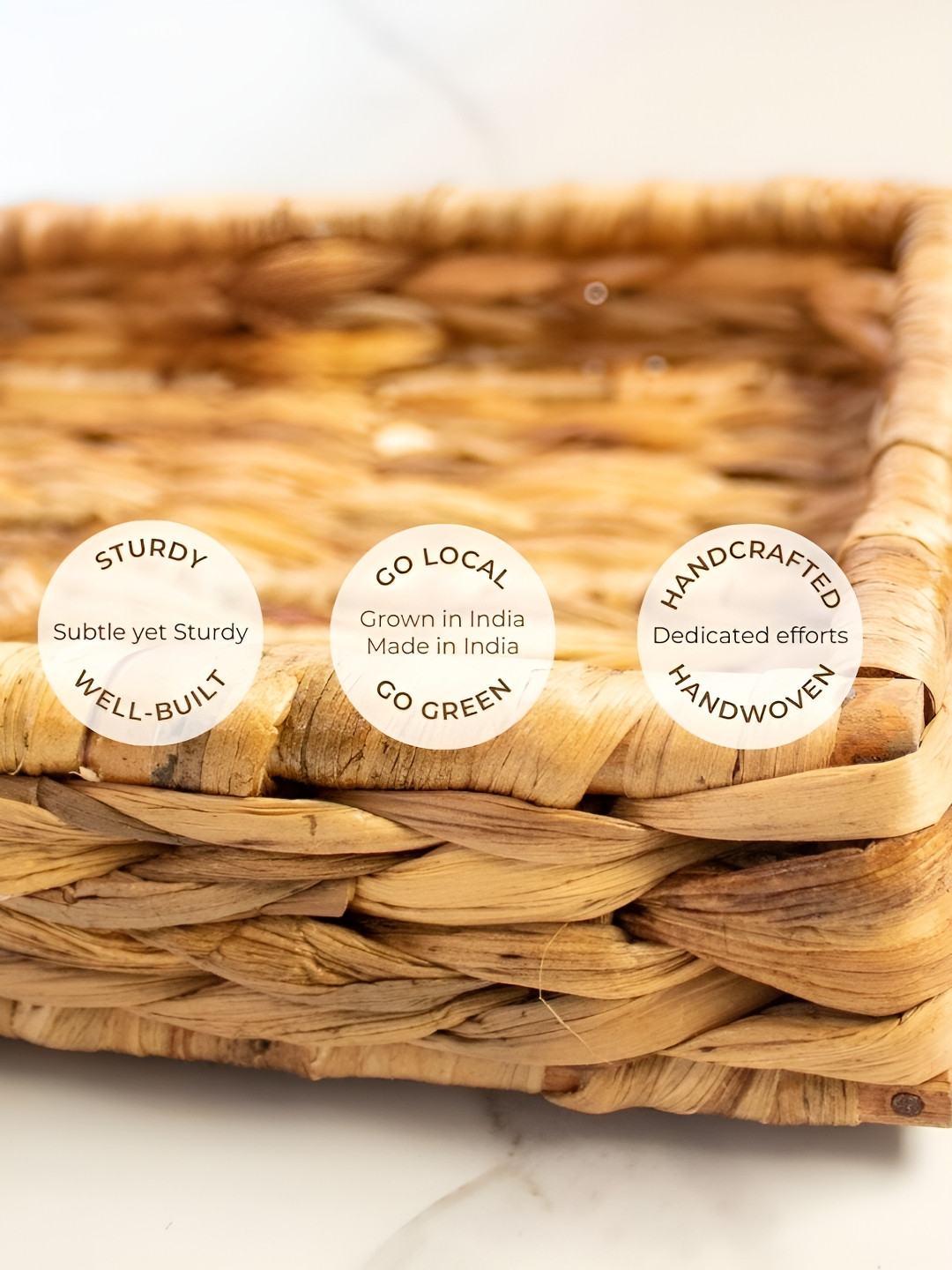 BYORA HOMES Brown Textured Quadrangle Tray