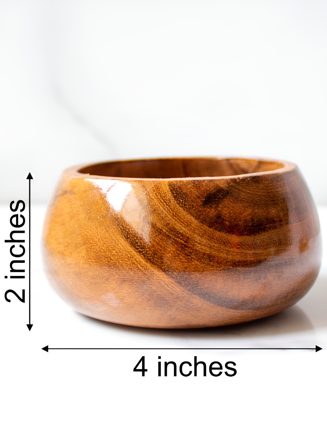 BYORA HOMES Brown 2 Pieces Wooden Glossy Serving Bowl