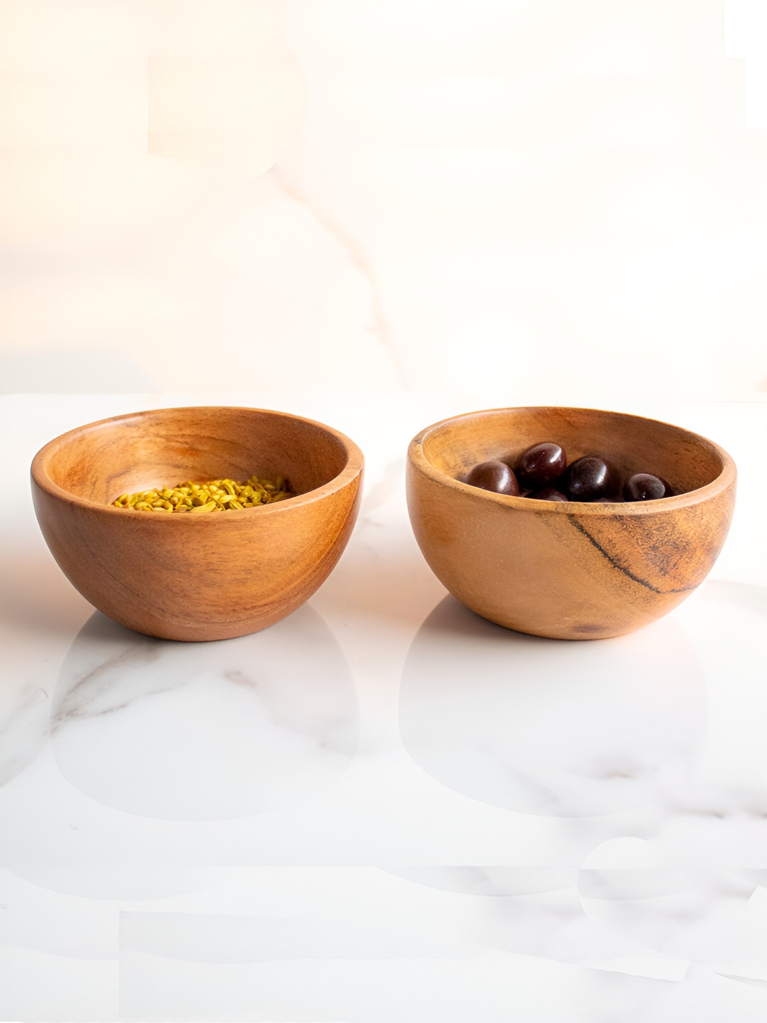 BYORA HOMES Brown 2 Pieces Wooden Serving Bowl