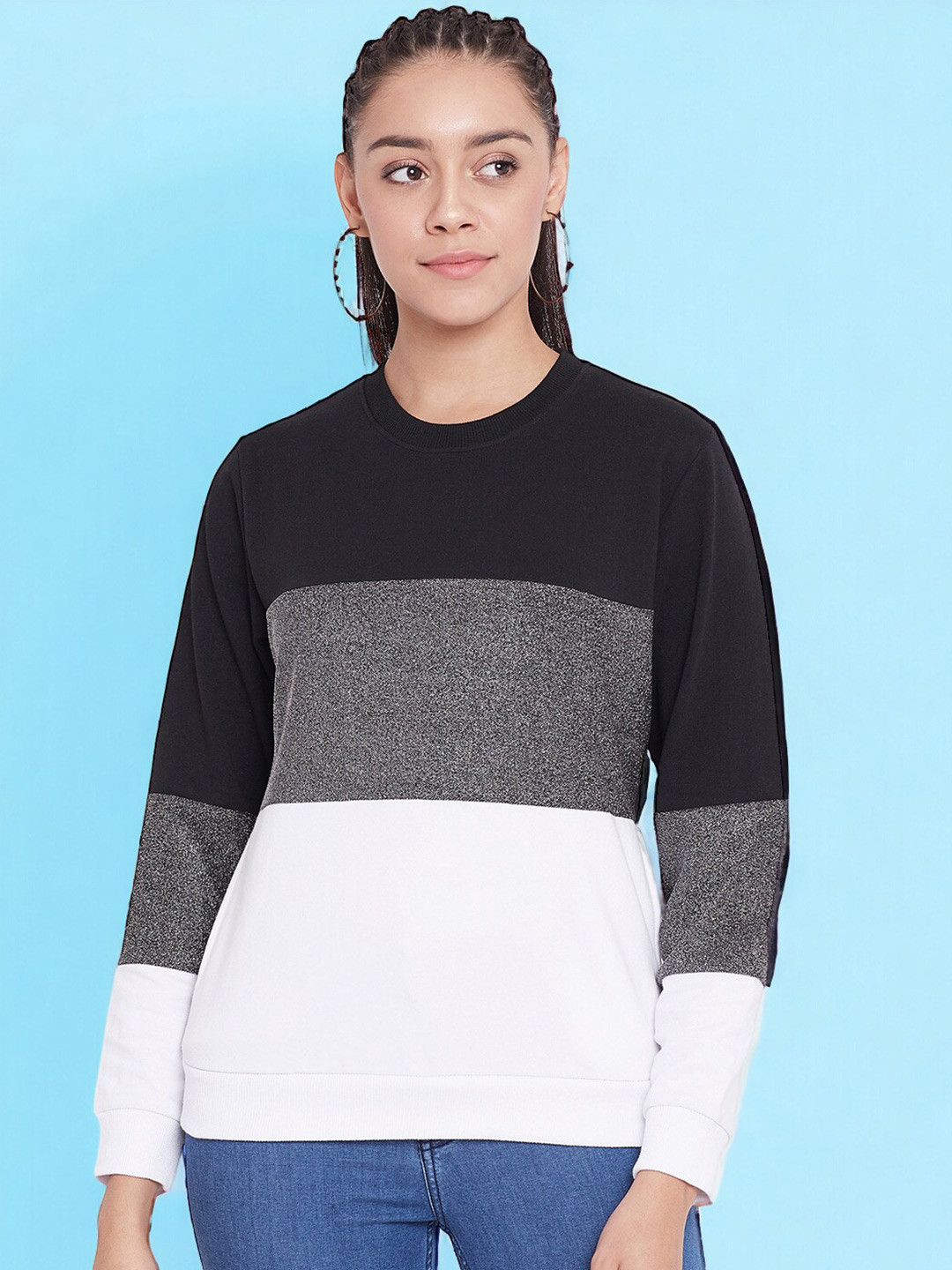 Austin wood Colourblocked Cotton Pullover Sweatshirt