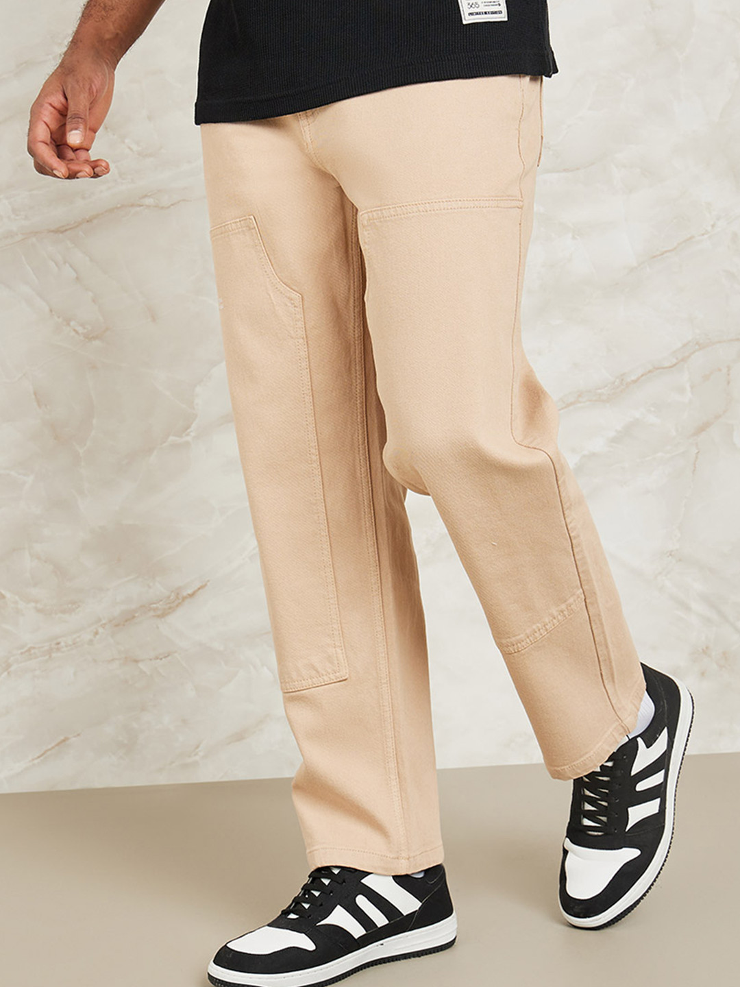 Styli Men Mid-Rise Carrot Fit Premium Twill Cropped Jeans