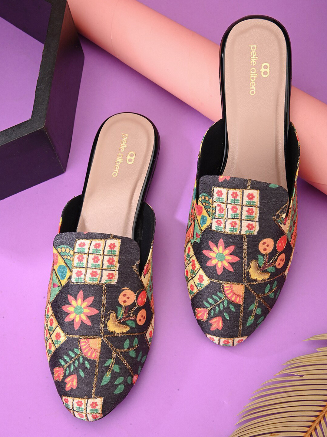 pelle albero Ethnic Embellished Mules