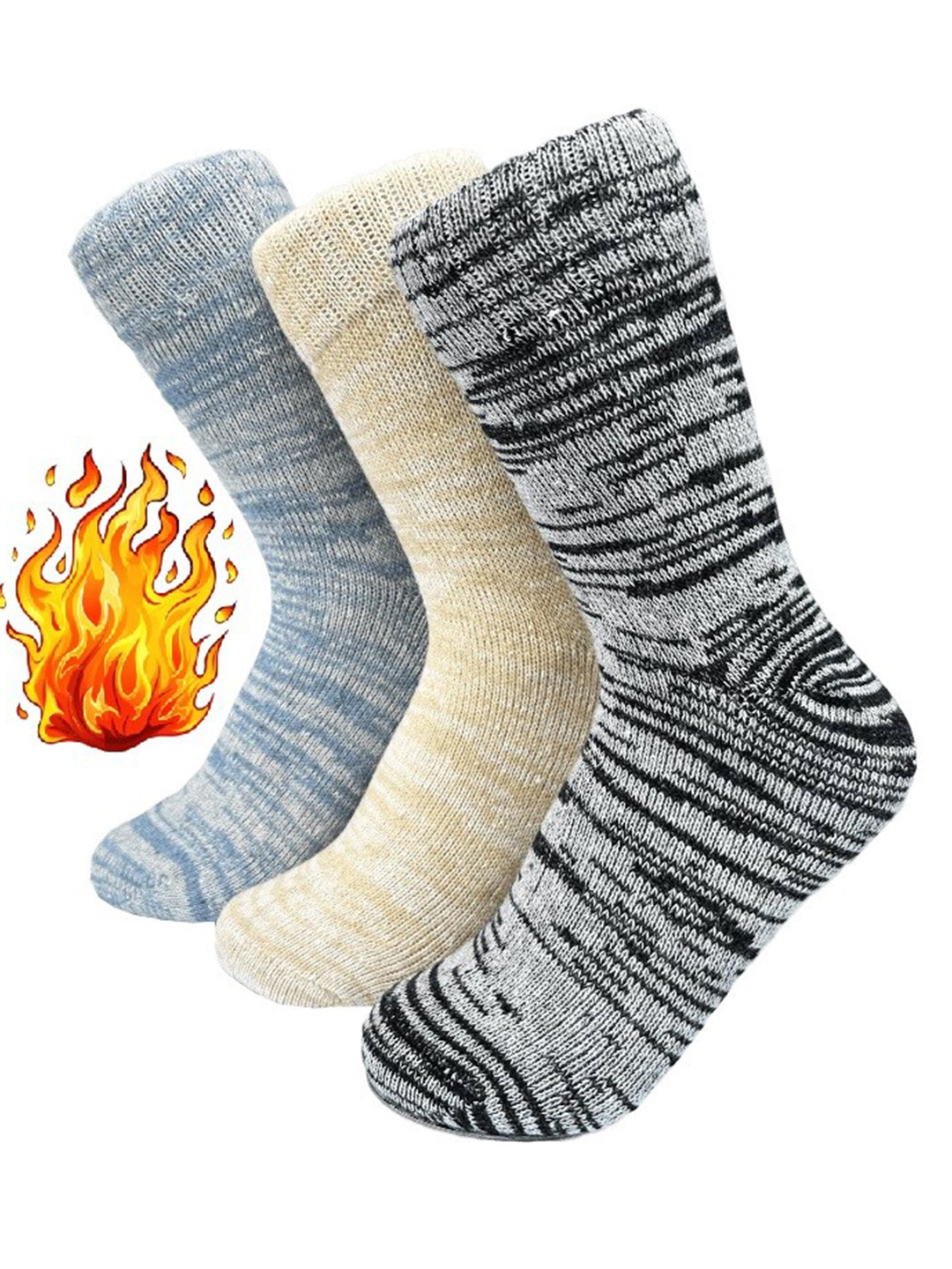 Alexvyan Men 3 Pair Patterned Calf Length Winter Woolen Warm Socks