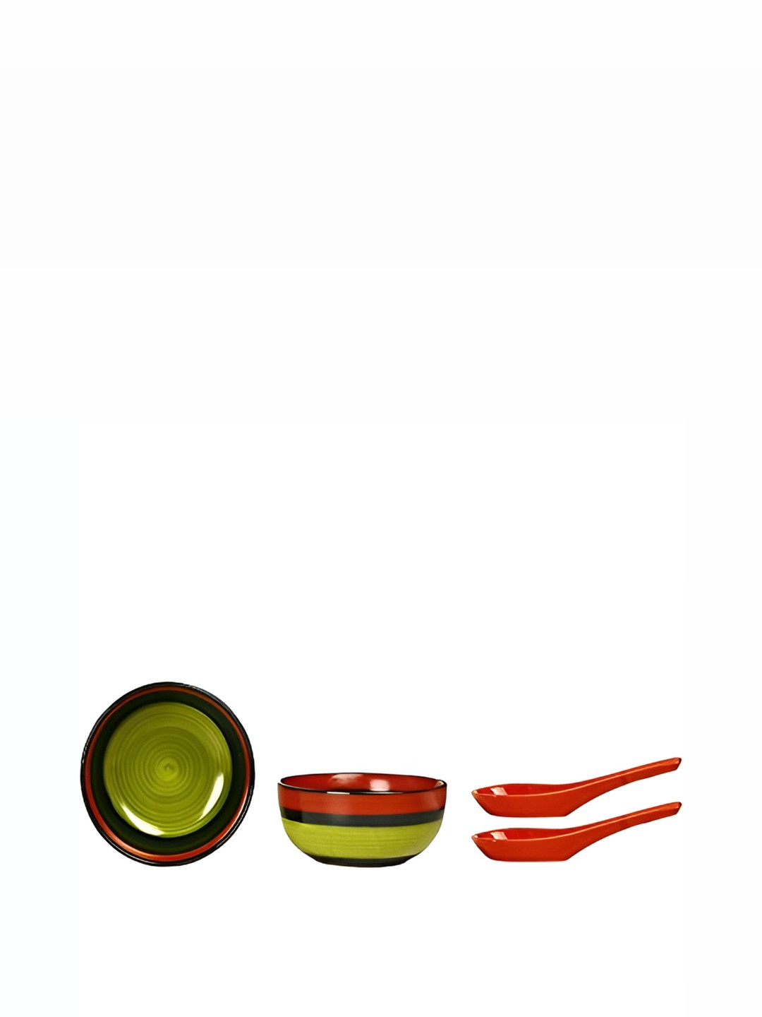 caffeine Red & Black Ceramic Soup Bowl with Spoon