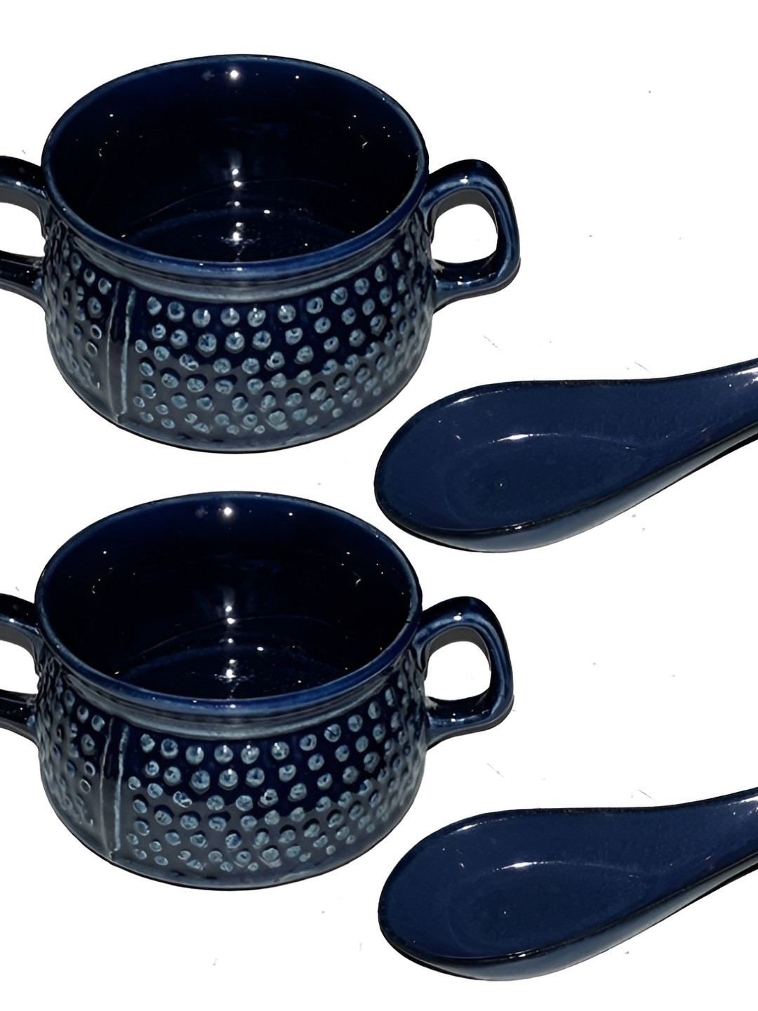 caffeine Set of 2 Ceramic Double Handled Black Soup Bowl