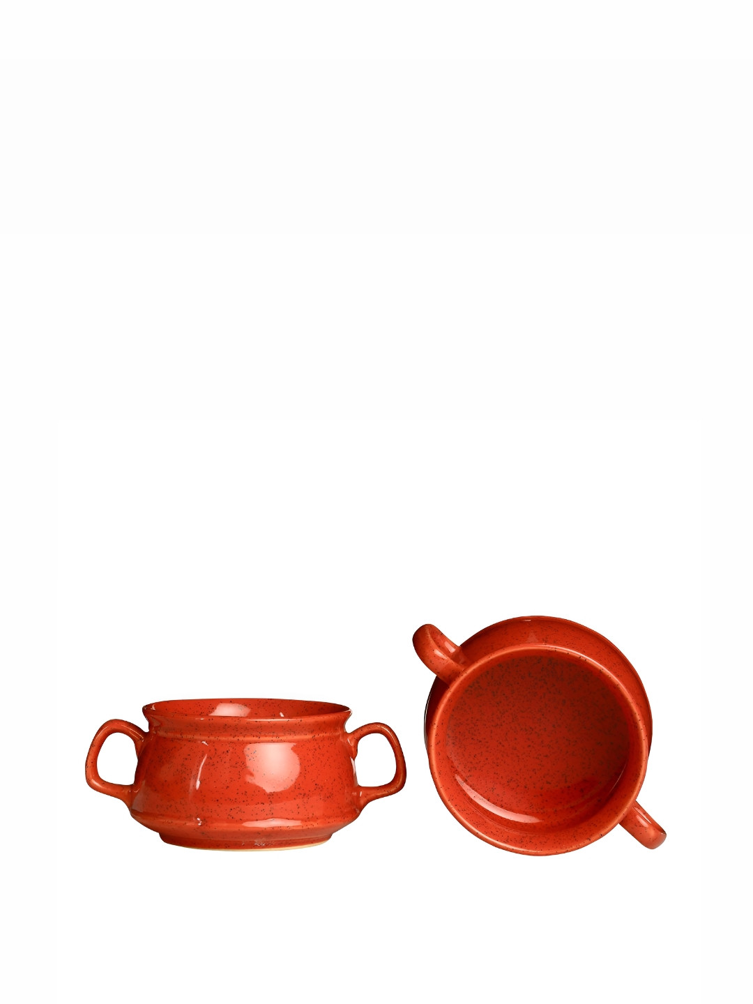 caffeine Red 2 Pieces Ceramic Soup Bowls with Spoon