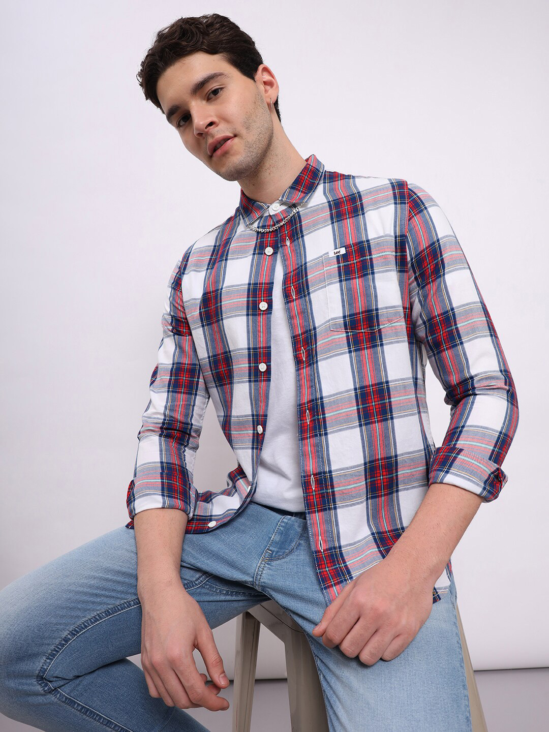 Lee Slim Fit Tartan Checked Pure Cotton Twill Shirt