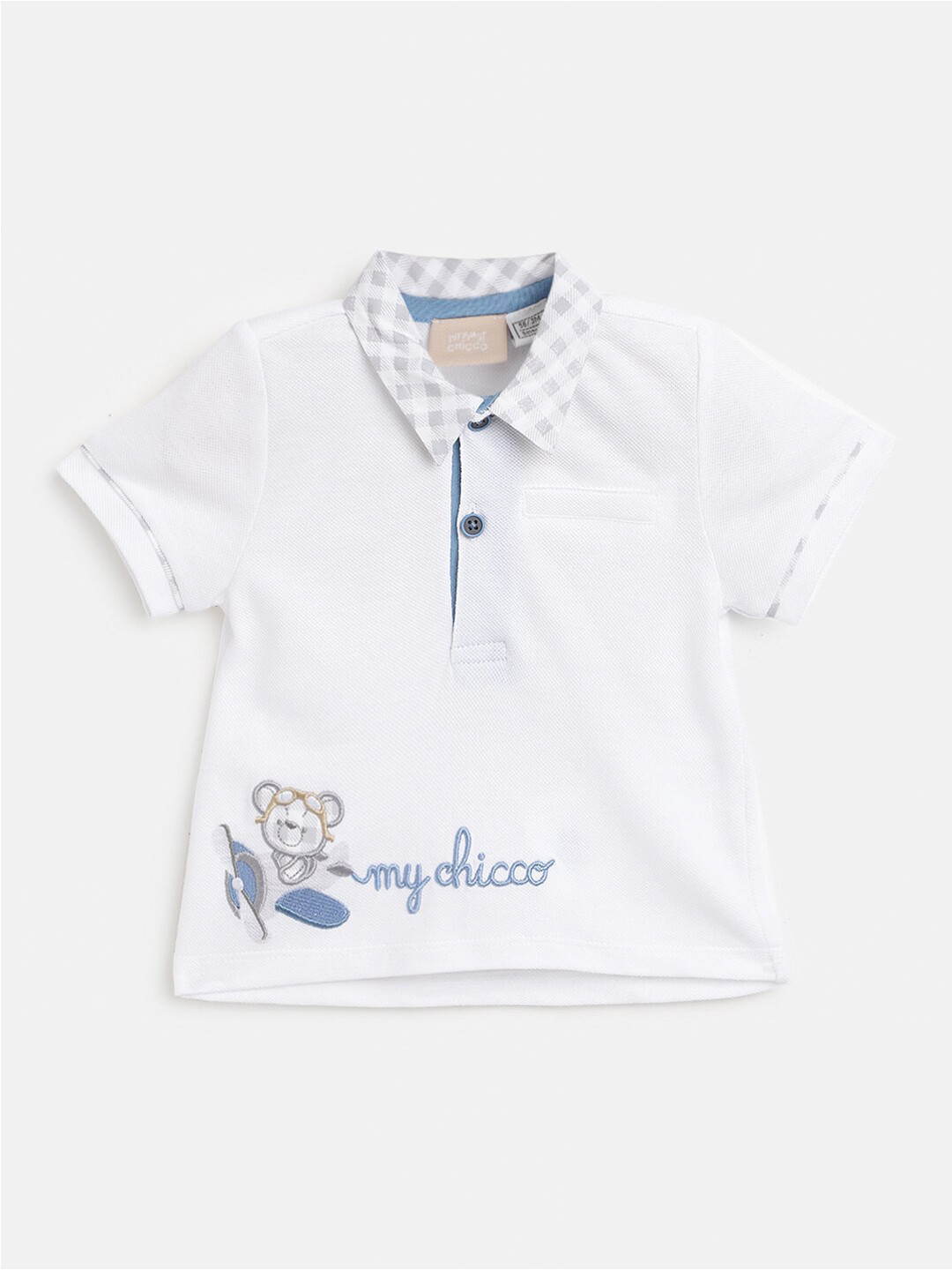 Chicco Boys Polo Collar Cotton T-Shirt With Applique Detail