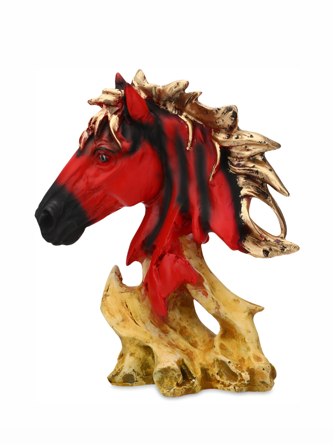 GW CREATIONS Running Horse Brown Polyresin Glossy Living Room Hand-Crafted Medium Showpiece - 9.8 Inches