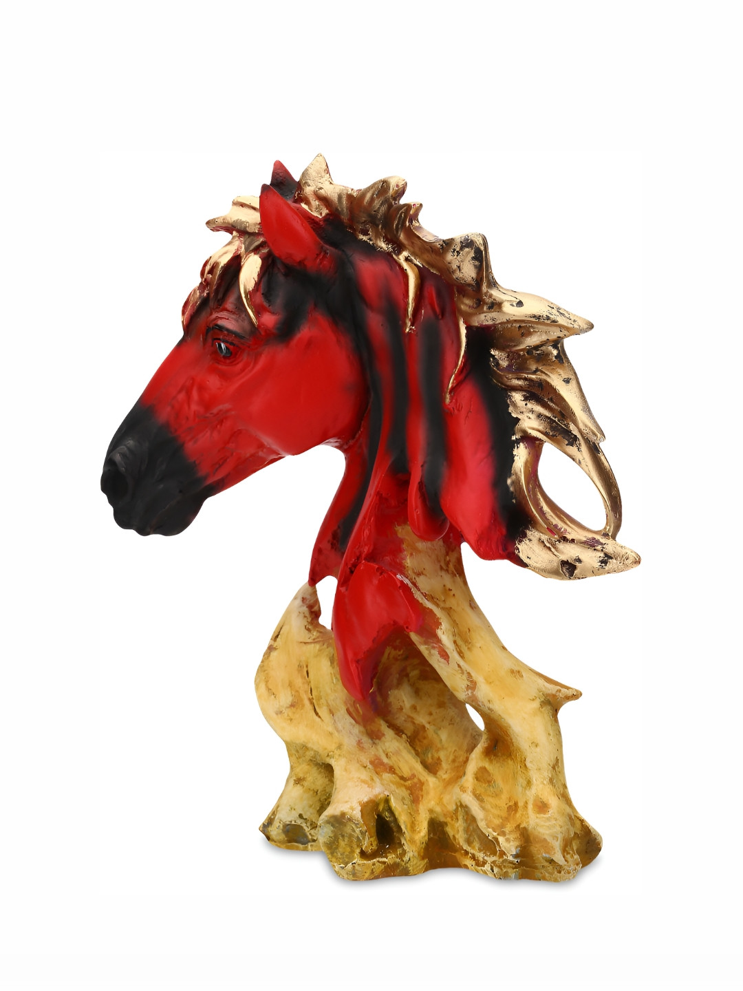 GW CREATIONS Running Horse Brown Polyresin Glossy Living Room Hand-Crafted Medium Showpiece - 10.2 Inches