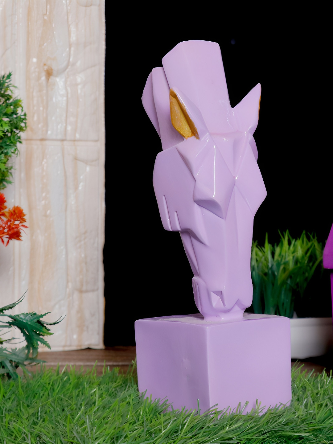 GW CREATIONS Running Horse Purple Polyresin Matte Garden Hand-Crafted Medium Showpiece - 9.8 Inches