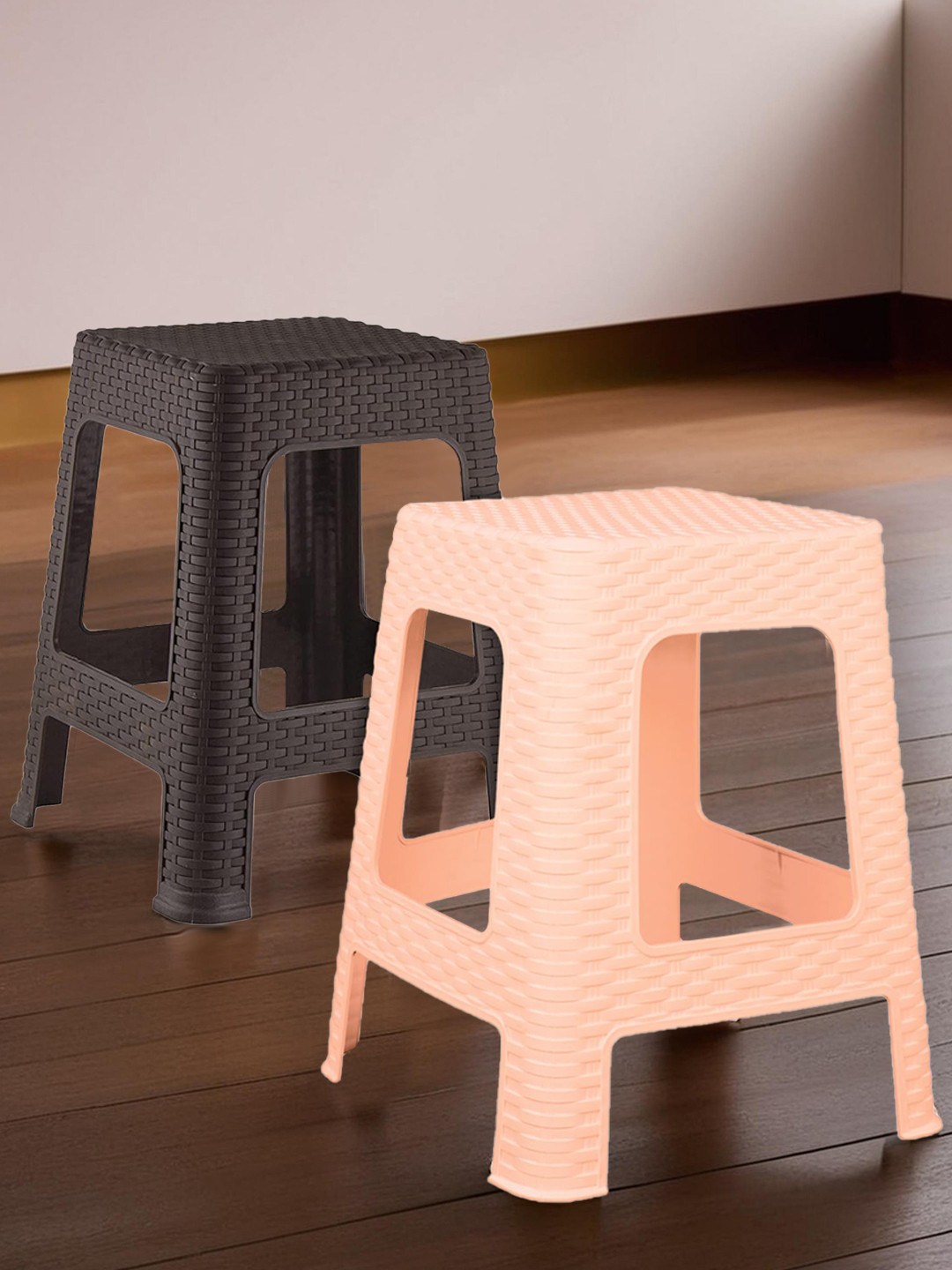 Kuber Industries Brown & Cream-Coloured 2 piece Solid Plastic Step Stool