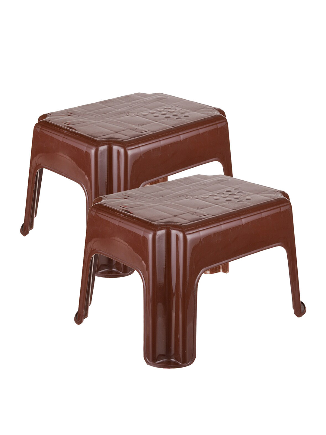 Kuber Industries Brown 2 piece Solid Plastic Step Stool