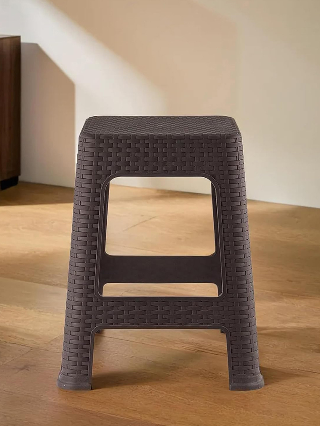 Kuber Industries Brown Solid Plastic Sitting Stool for Office, Home, Garden