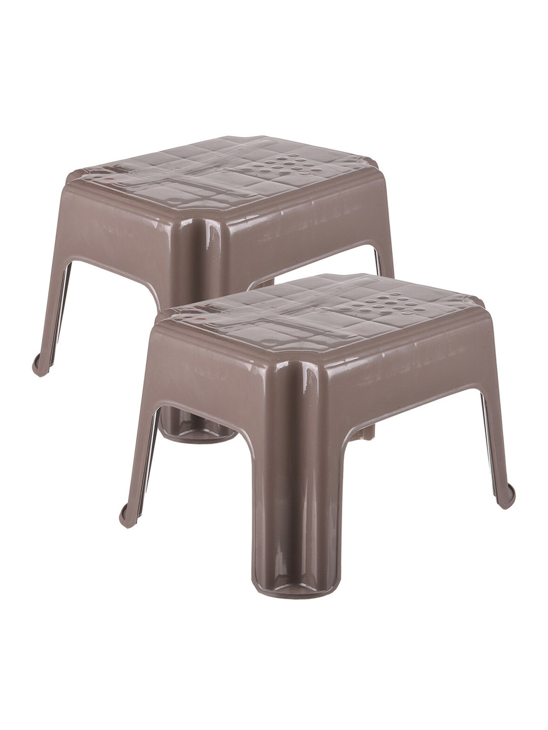 Kuber Industries Coffee Brown 2 piece Solid Plastic Step Stool
