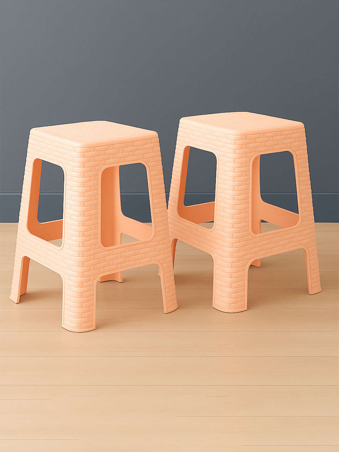 Kuber Industries Cream-Coloured 2 piece Solid Plastic Step Stool