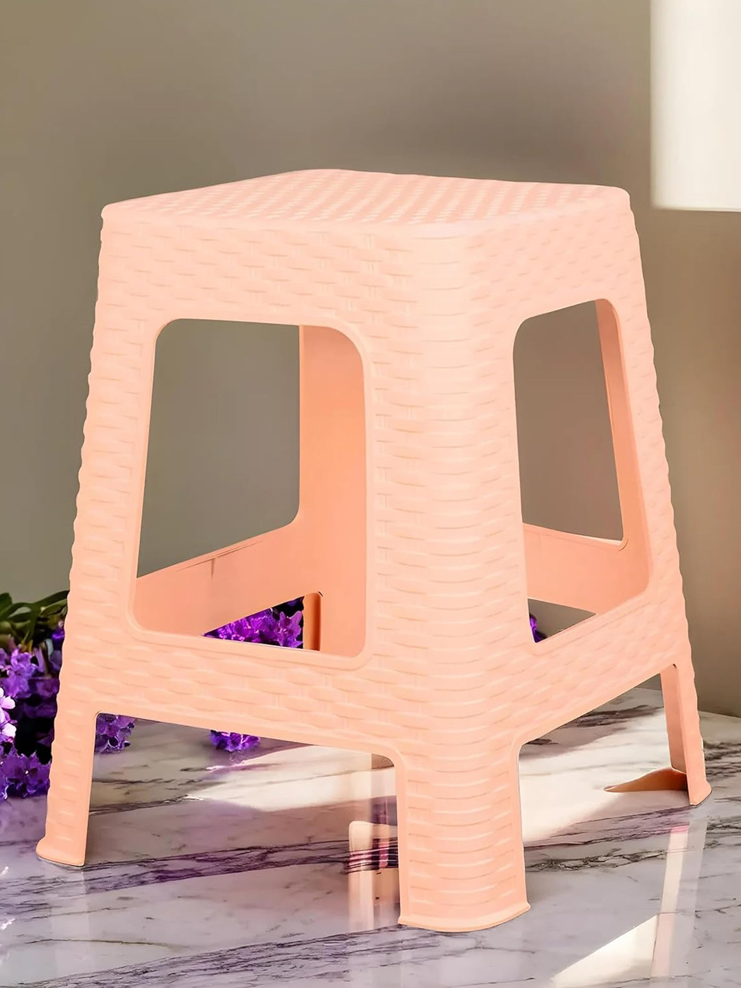 Kuber Industries Cream-Coloured Solid Plastic Step Stool