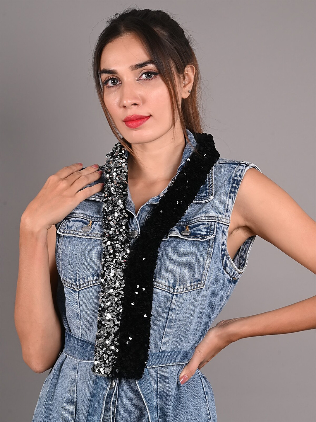 ODETTE Sequins Embroidered Detachable Collar