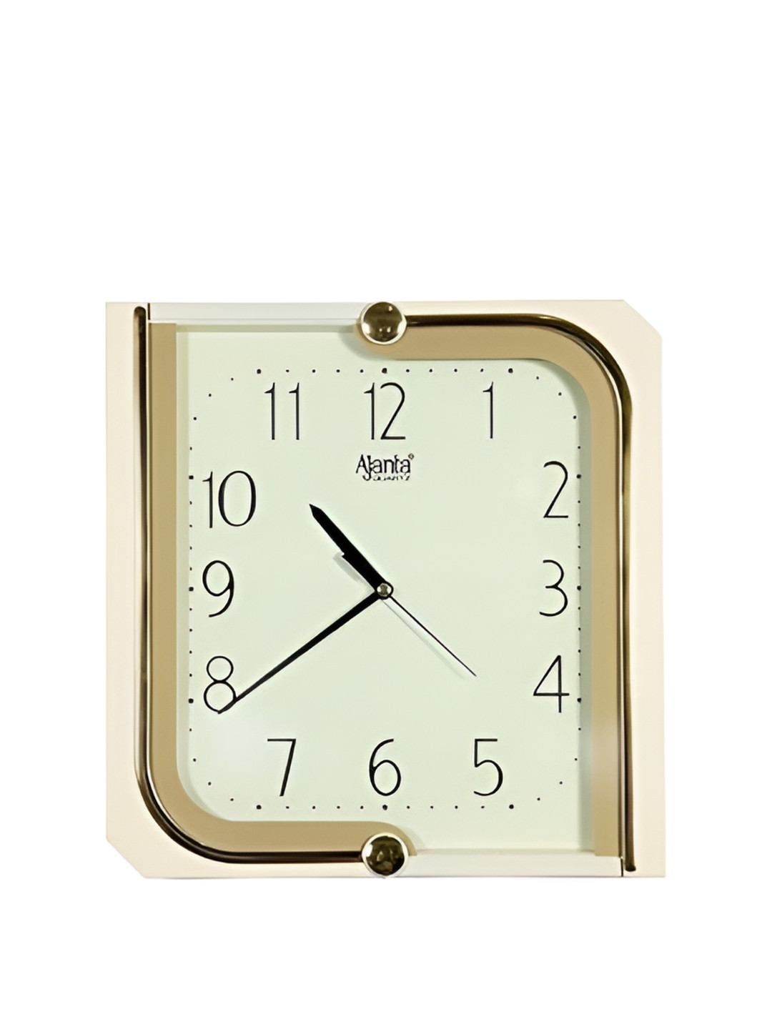 Ajanta Gold-Toned Contemporary Glass Square Wall Clock
