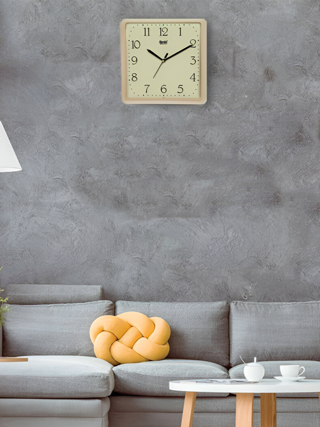 Ajanta Gold-Toned Contemporary Glass Square Wall Clock