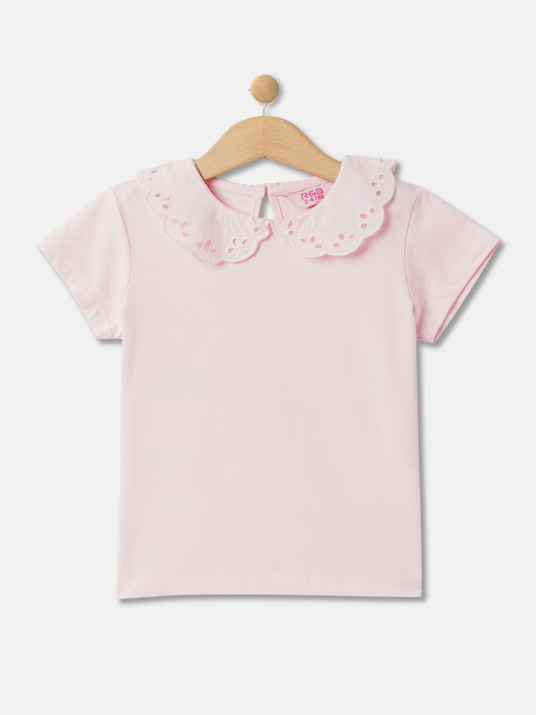 R&B Short Sleeves Peter Pan Collar Cotton Top