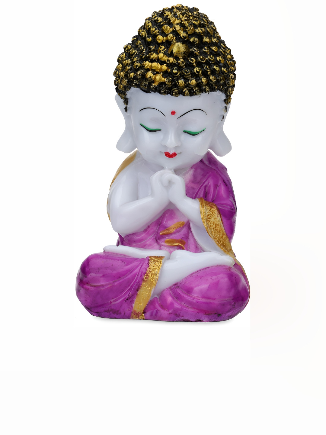 GW CREATIONS Lord Meditating Position Monk Purple Polyresin Natural Living Room Medium Showpiece - 7.9 Inches