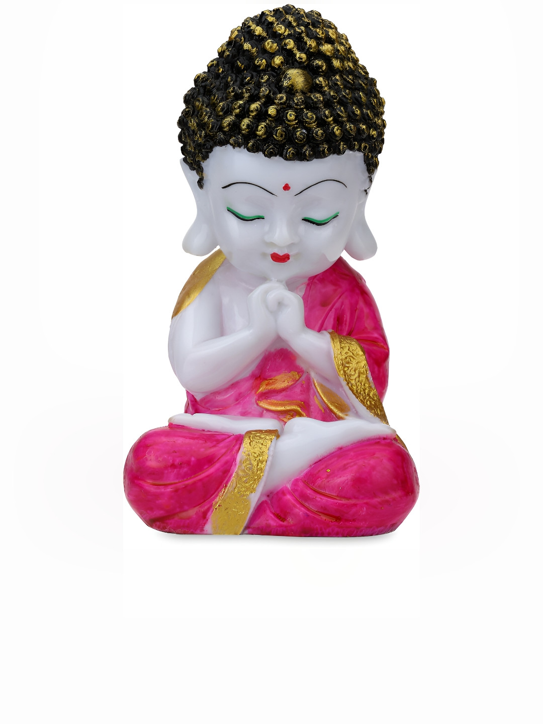 GW CREATIONS Pink & White Buddha Idol Showpiece