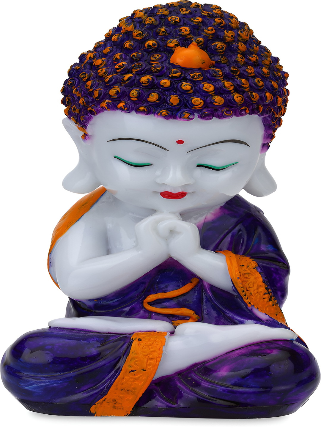 GW CREATIONS Lord Meditating Position Monk Purple Polyresin Natural Living Room Medium Showpiece - 7.9 Inches