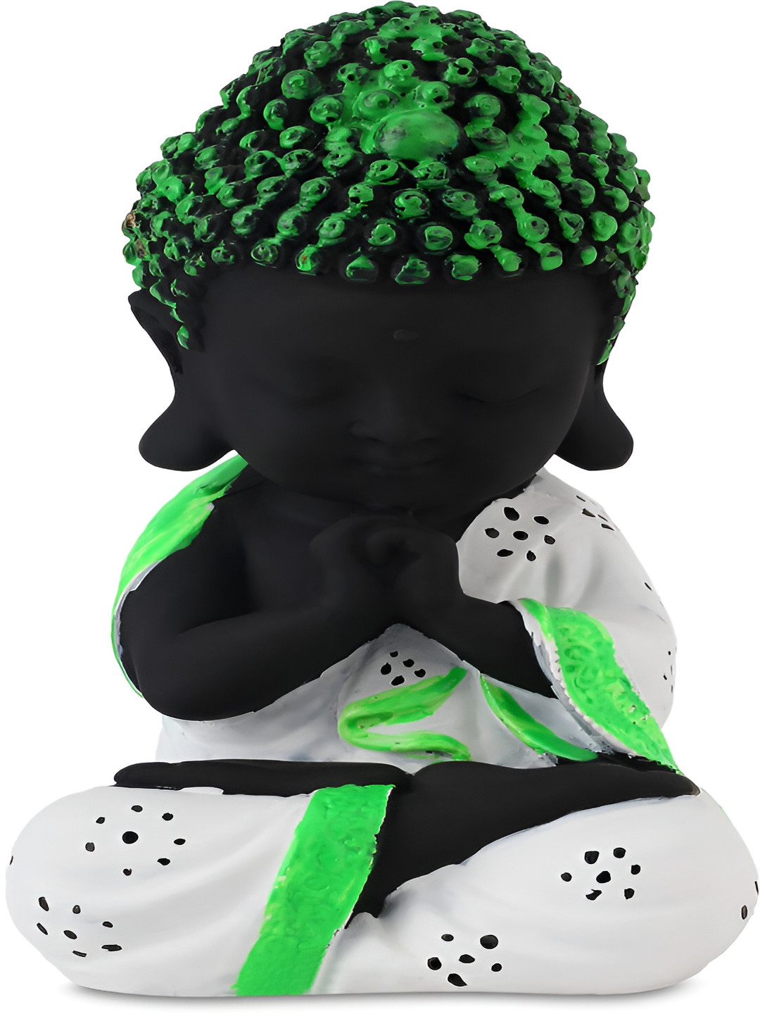 GW CREATIONS Meditating Position Monk White Polyresin Glossy Living Room Medium Showpiece - 8.3 Inches