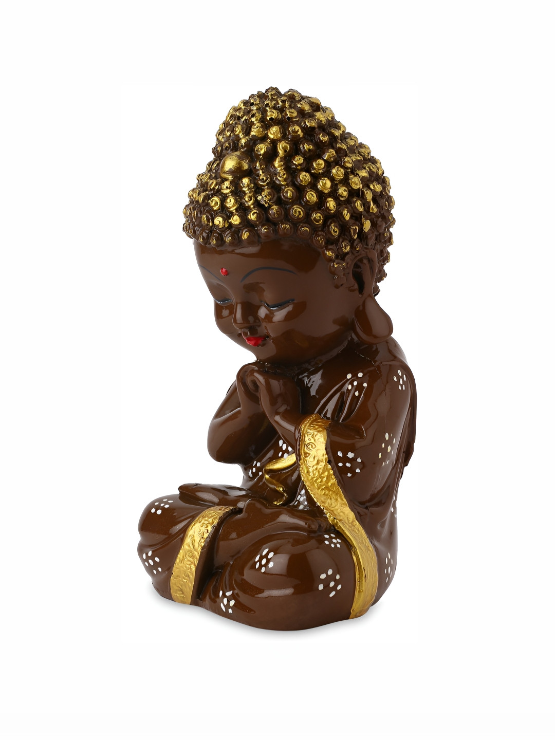 GW CREATIONS Lord Meditating Position Monk Brown Marble Glossy Prayer Room Medium Showpiece - 7.9 Inches
