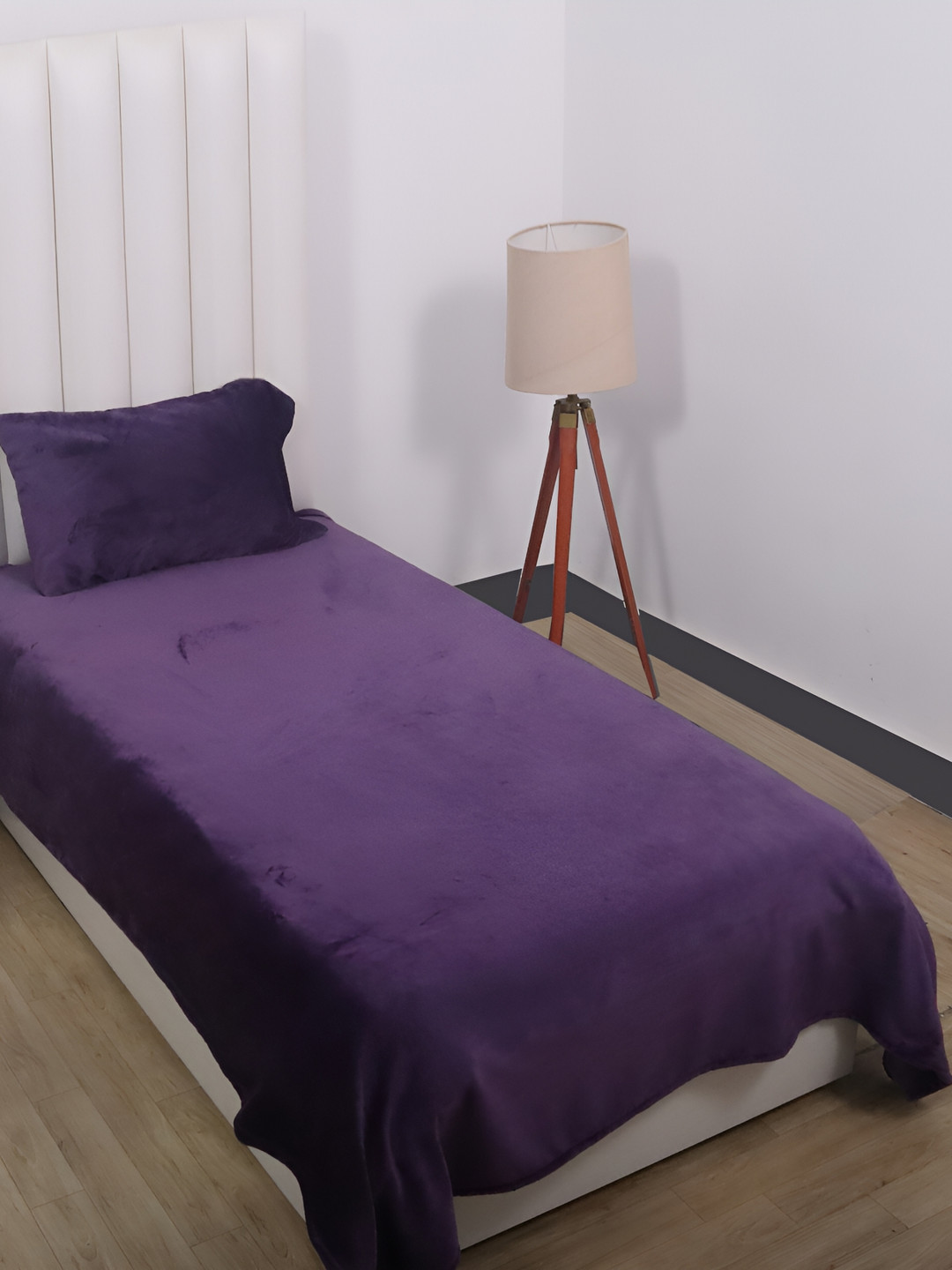 RD TREND Purple 210 TC Single Bedsheet with 1 Pillow Cover