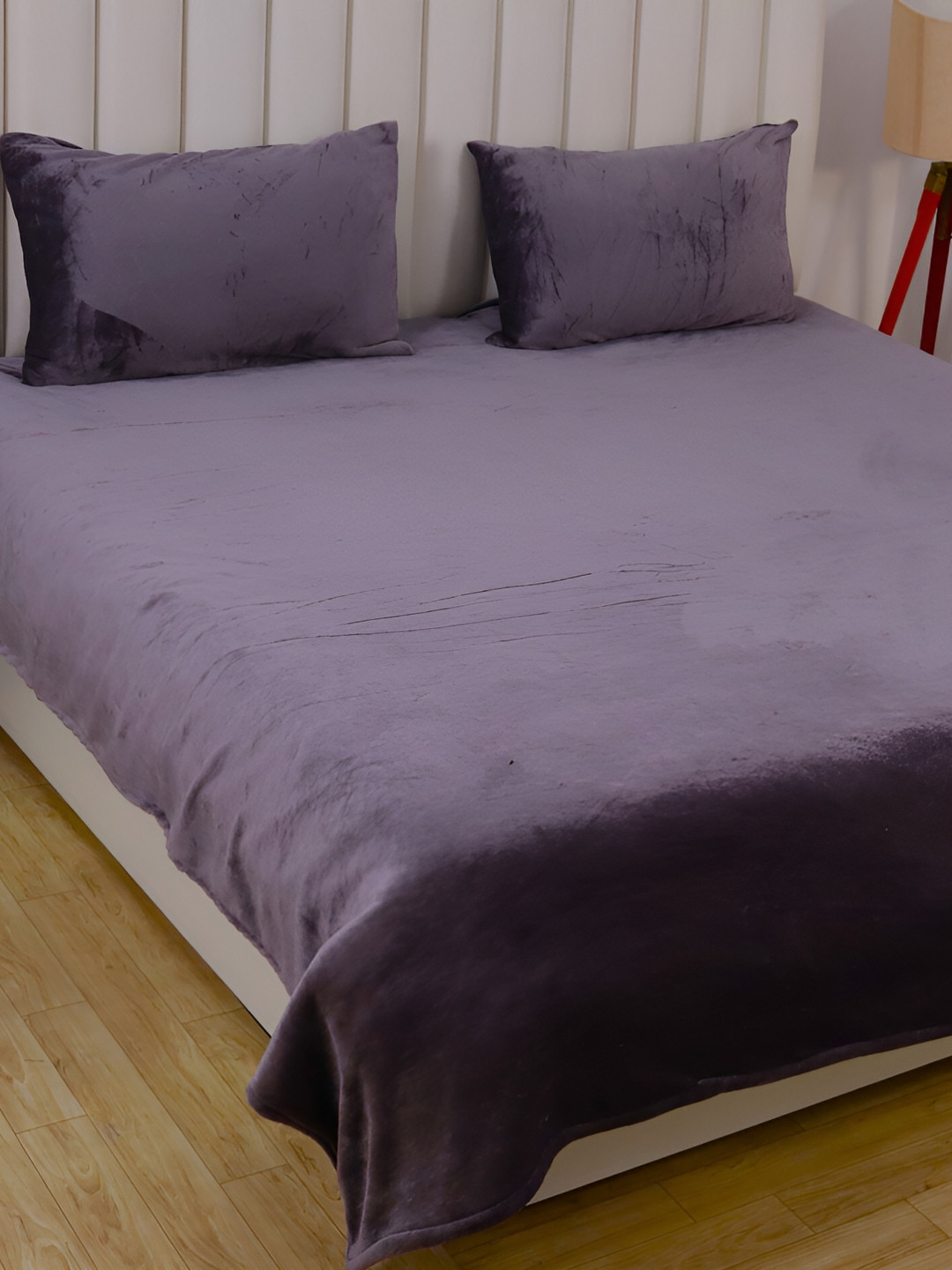 RD TREND Grey Solid Polyester 210 TC King Fine Bedsheet with 2 Pillow Covers-220 x 250 cm