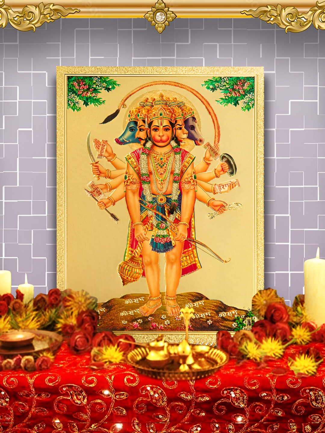 Hawai 24k Gold Plated Bajrang Bali Wall Art