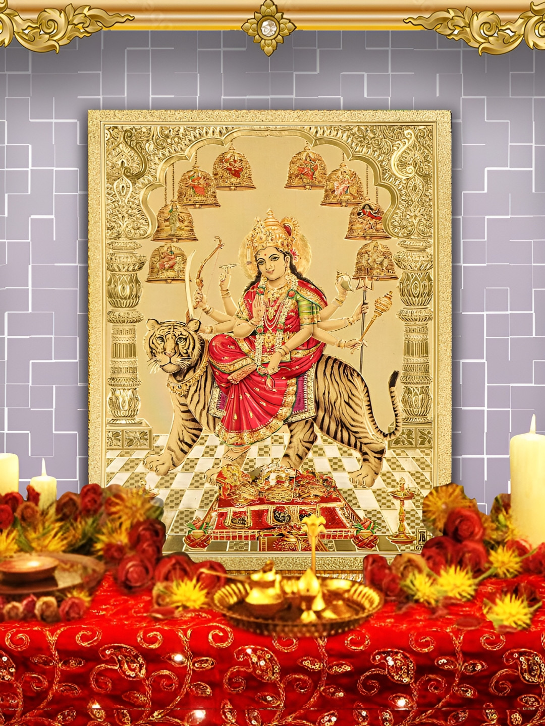 Hawai 24k Gold Plated Shree Nav Durga Wall Art