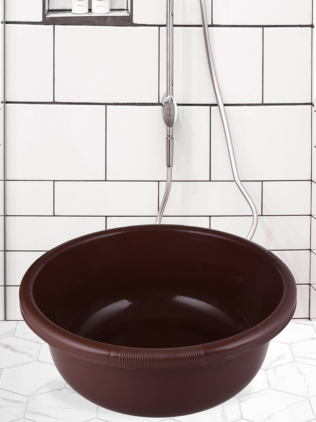 Kuber Industries Brown 2 Pieces Durable Baby Bath Tub 38 L