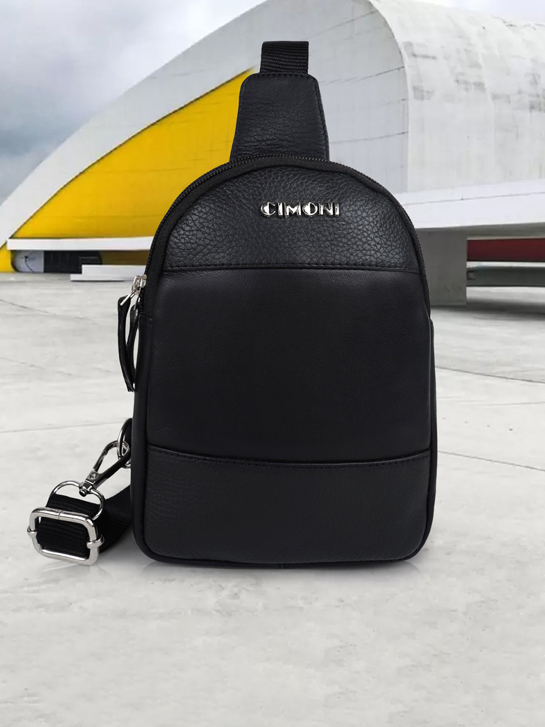 CIMONI Unisex Textured Leather Crossbody Backpacks