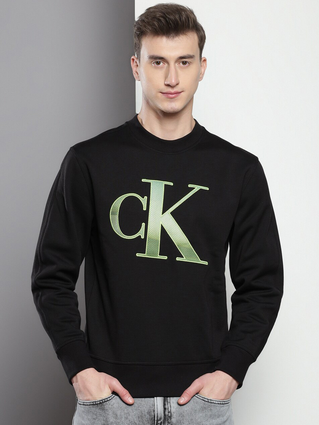 Calvin Klein Jeans Embroidered Long Sleeves Cotton Pullover