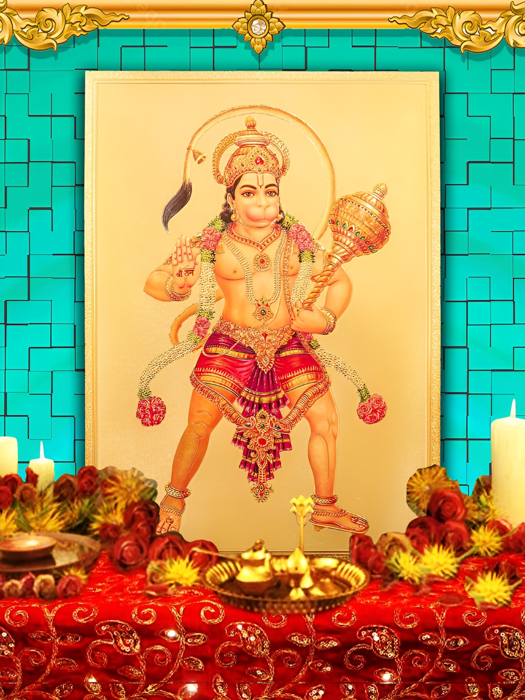 Hawai 24k Gold Plated Bajrang Bali Wall Art