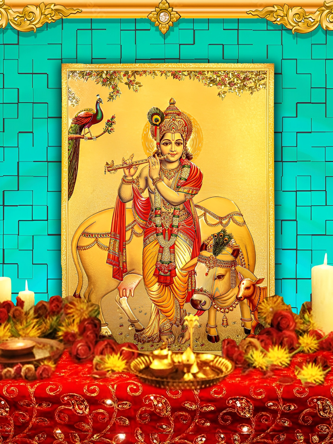 Hawai 24k Gold Plated Shree Krishna Wall Art