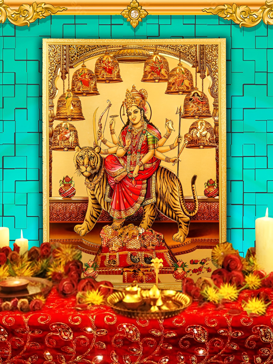 Hawai 24k Gold Plated Shree Nav Durga Wall Art
