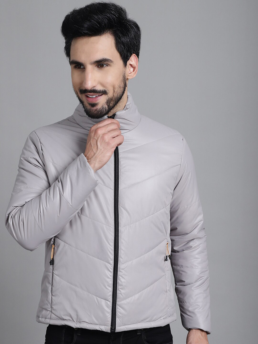 Purple State Mock Collar Padded Jacket