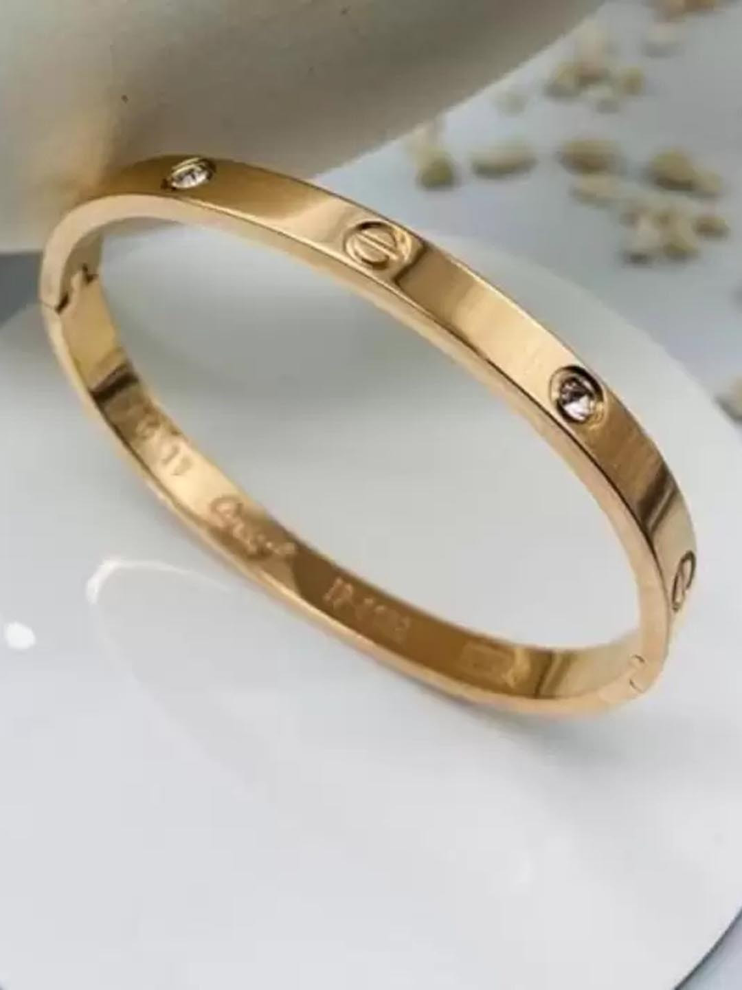 KARISHMA KREATIONS Unisex Gold Plated Stainless Steel Kada Bracelet