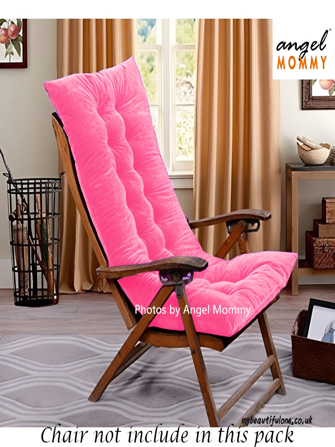 Angel Mommy Pink Rectangle Velvet Cotton Filled Rocking Chair Cushion