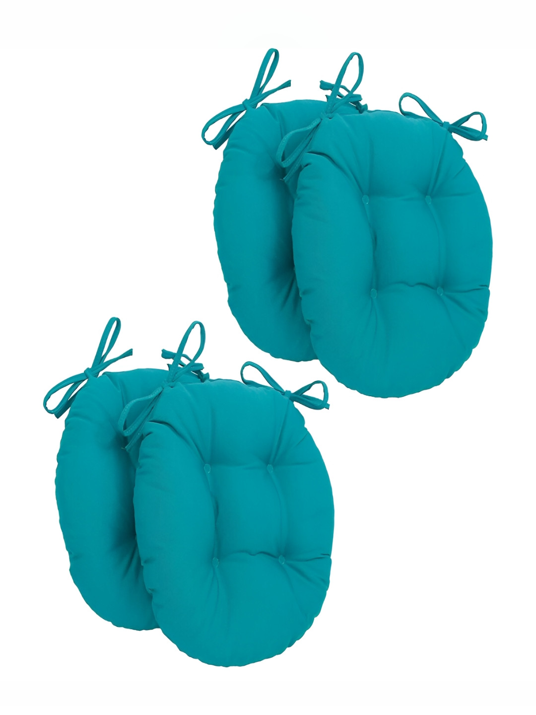 Angel Mommy Turquoise Blue 4 Pieces Round Twill Dining Chair Cushions