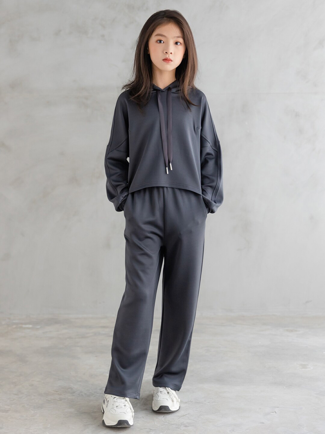 StyleCast Girls Black Hooded T Shirt With Trousers